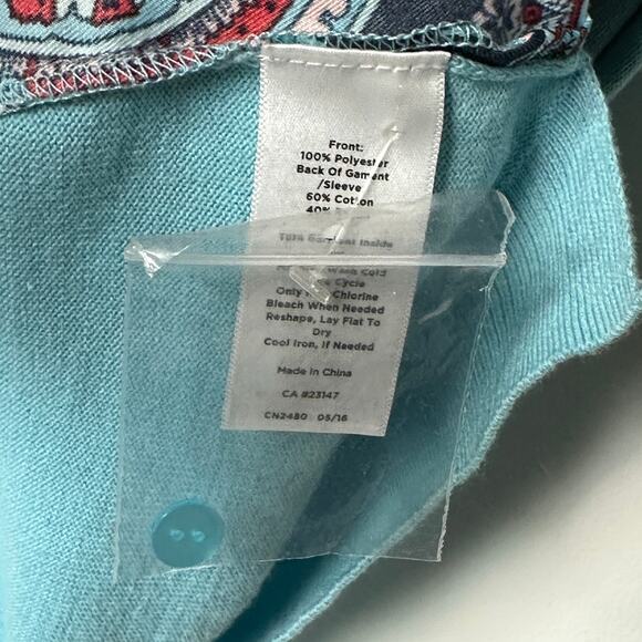 Talbots Womens Paisley Print Knit Top Size XS Turquoise Blue Boat Neck NWOT - Picture 5 of 6